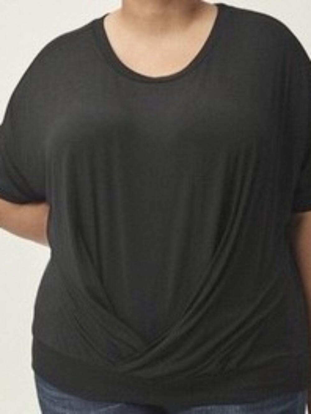 Universal Standard Origami Senna Jersey Knit Draped Top Black XS 10-12 Large